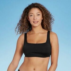 Kona Sol |  Underwire Square Neck Black Bikini Top size D/DD NWT
